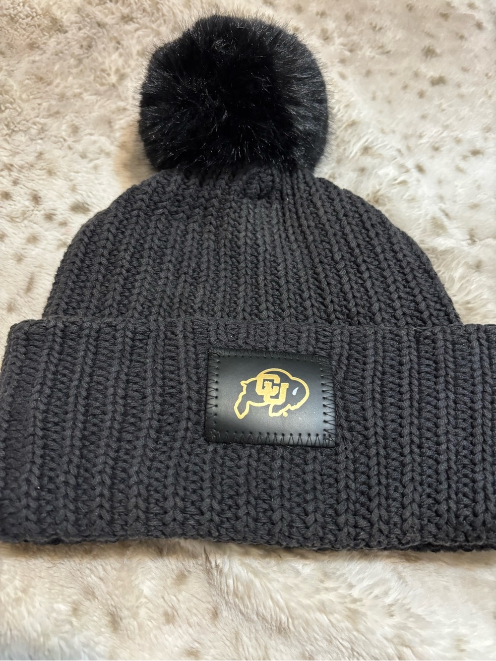 Love Your Melon Black Knit Beanie with Button Detail